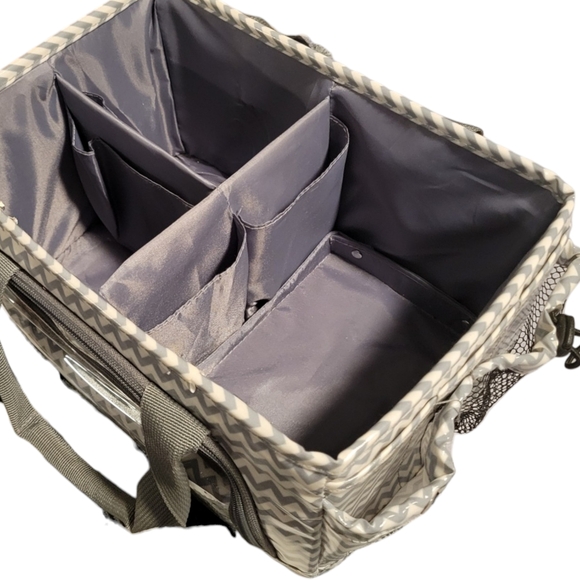 Crafting Chevron Gray & White Orginizer Tote, Jewelry Making, Craft Organizer - Picture 3 of 7